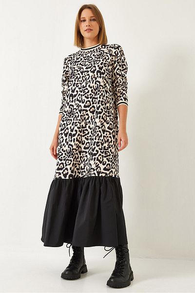 Bianco Lucci Dámské dlouhé šaty s leopardím vzorem 60351354