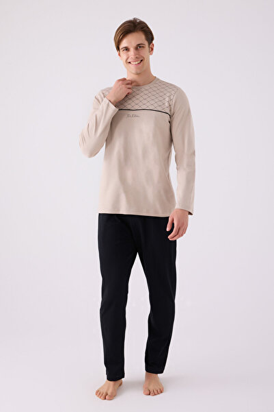 Arnetta Ανδρικό σετ πιτζάμες καφέ μακρυμάνικο