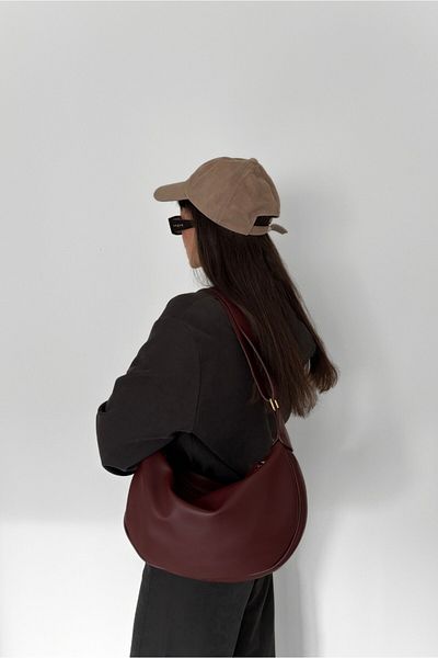 Yuka Atelier Γυναικεία τσάντα ώμου Sage Casual Look Claret Red με ρυθμιζόμενο λουράκι