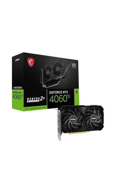 MSI بطاقة رسومات Geforce Rtx 4060 Ti Ventus 2x Black 16gb Oc 128bit Gddr6 Dlss 3 Nvidia