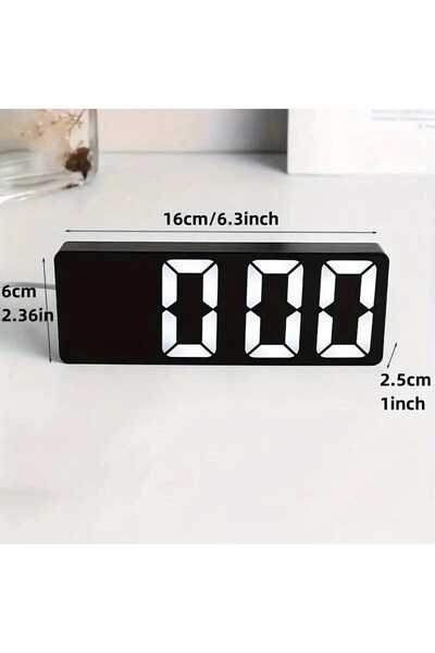 ariana sytle Modern LED Aynalı Masa Çalar Saat Gece Lambası Siyah