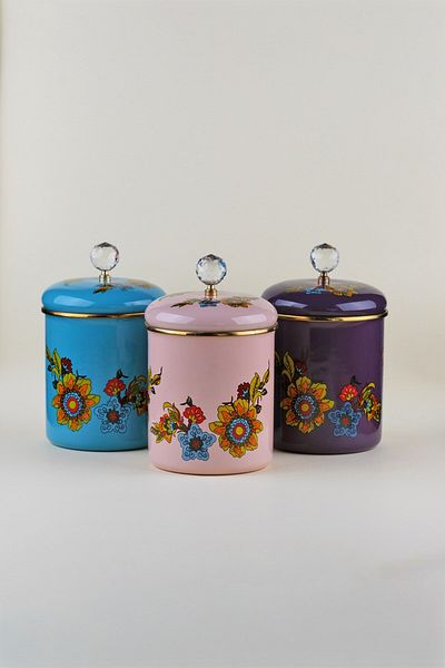 Glore Lorena Colorful Enamel 3-Piece Jar - Spice Jar Set