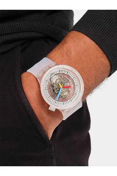 Swatch Sb01k100 Clearly Bold Unisex Wristwatch