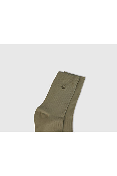 United Colors of Benetton Unisex Μπεζ παχύρρευστο λογότυπο Κεντημένες μακριές κάλτσες