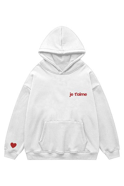 Disante Unisex Je t'Aime Sweatshirt Hooded Hoodie