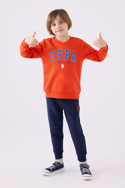 U.S. Polo Assn. Boy's Orange Tracksuit Set