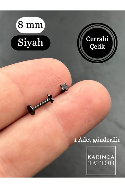 Karınca Piercing Star Piercing - 8 mm Tragus Helix, Ear Lip and Nose Nostriles Conch Cartilage Surgical Steel