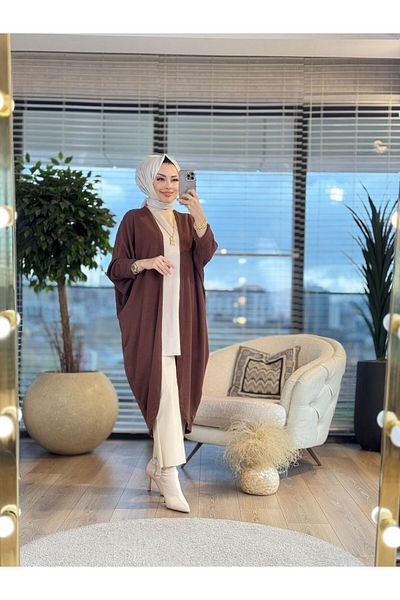 ALANURMODA Double Sleeve Bat Ribbed Cardigan