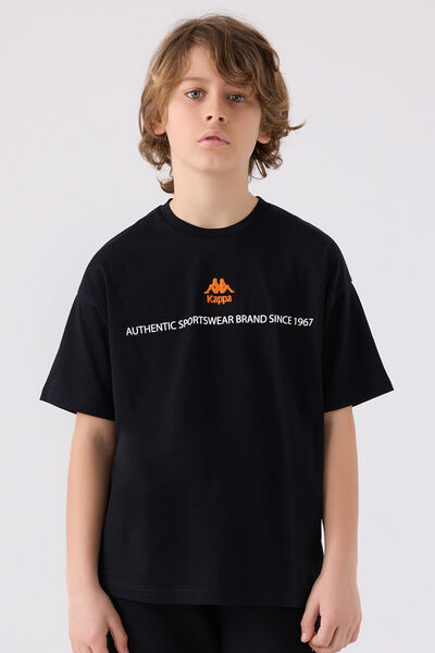 Kappa Boy's Black T-Shirt - 341Z1Qw Model