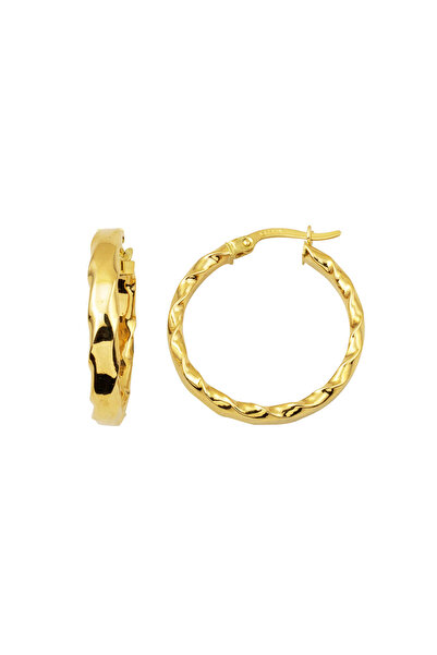 Bilezikci Burmalı 14 Ayar Altın Halka Küpe 3cm.