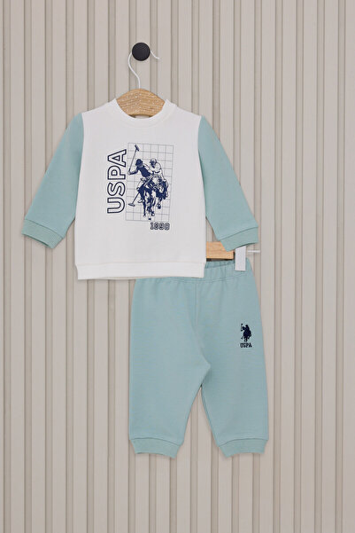 U.S. Polo Assn. Baby Boy White 2-Piece Baby Set