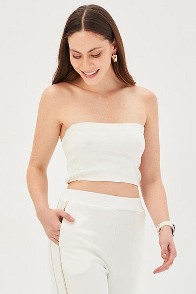 Allyco Πλεκτό ελαστικό στο πλάι Strapless Slim Fit Crop
