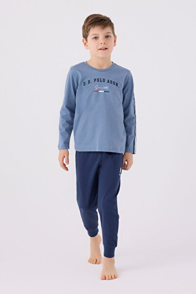 U.S. Polo Assn. Σετ αγοριού μπλε μακρυμάνικη πιτζάμες