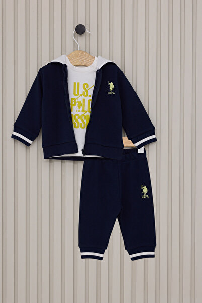 U.S. Polo Assn. Baby Boy Navy Blue 3 Piece Set