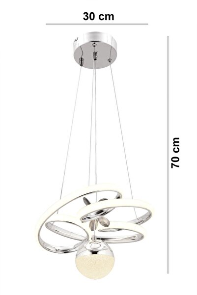 İstanbul Avize İstanbul Avize Katre Led Kumandalı Üç Renk Gümüş Lüx Modern Ledli Avize