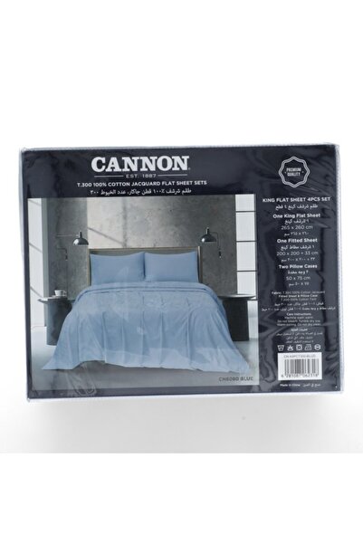 Cannon طقم ملاءات مسطحة من القطن الفاخر T300 مكون من 4 قطع