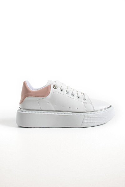 wolk shoes Luster Bağcıklı Kalın Taban Kadın Spor Ayakkabı Pembe Detaylı