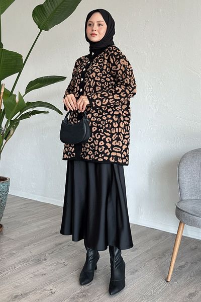 InStyle سترة الجمل بأزرار بنمط الفهد