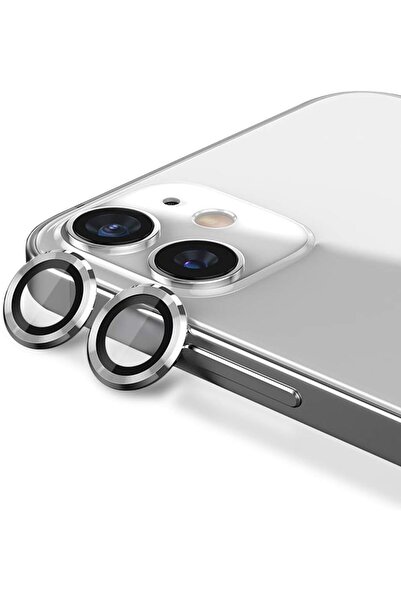 Powerfox Iphone 11/12/12 Mini Uyumlu Alüminyum Alaşım Tempered Glass Kamera Lens Koruyucu(2'li Set) Gümüş