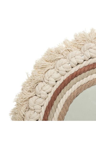 Atmosphera Wonder Cotton Frame Round Decorative Wall Mirror 40cm