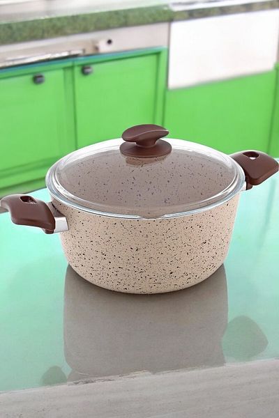 Gökdil Gözde Fireproof Non-Stick 20 Cm Deep Granite Pot Bakelite