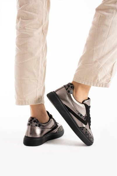 wolk shoes Viva Patterned Women's Sneakers - Anthracite Leopard