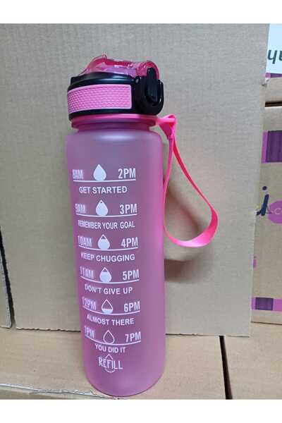 Dükkanönü Purple Color Lockable Leak Proof Lid Flask with Straw and Motivational Lettering Flask 1 Liter