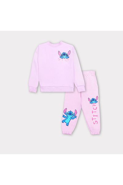 Stitch طقم سويت شيرت وبنطلون رياضي للبنات الصغار