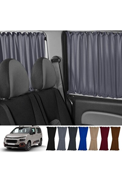 Oto Pandami Citroen Berlingo 2.nesil 2008-2018 Uyumlu Gri Raylı Oto Perde Takımı