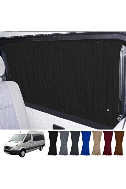 Oto Pandami Mercedes Sprinter W906 Uzun 2006-2018 Uyumlu Siyah Raylı Oto Perd...