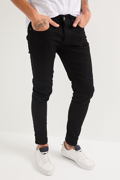 Newtime Ανδρικό τζιν Skinny Fit Lycra ΑΠΛΟ ΜΑΥΡΟ
