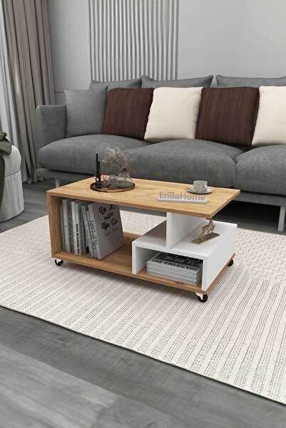 Reyo Home Sultan Orta Sehpa Tekerlekli Raflı Sehpa Dekoratif Sehpa Gazetelikl...