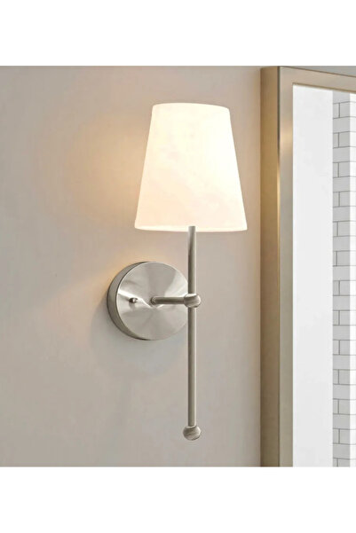Buiva Modern Tasarım Pilli Aplik Kablosuz Tak Çalıştır Krom Gövde Krem Abajur