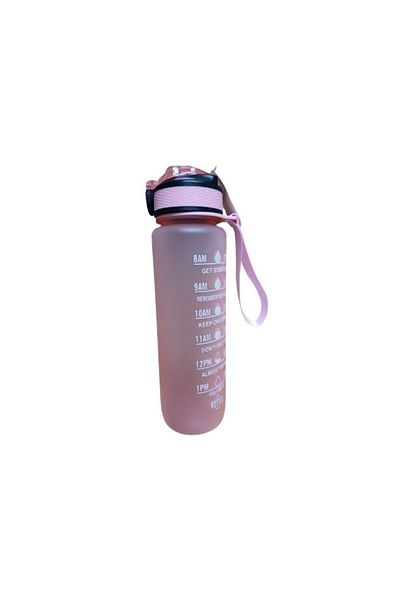 Dükkanönü Pink Color Lockable Leak Proof Lid Flask with Straw and Motivational Lettering Flask 1 Liter