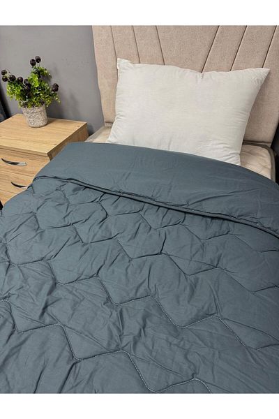 Clasy Indigo Gray Ranforce Quilted - 100% Cotton, Reversible, Solid Pattern, Double V4