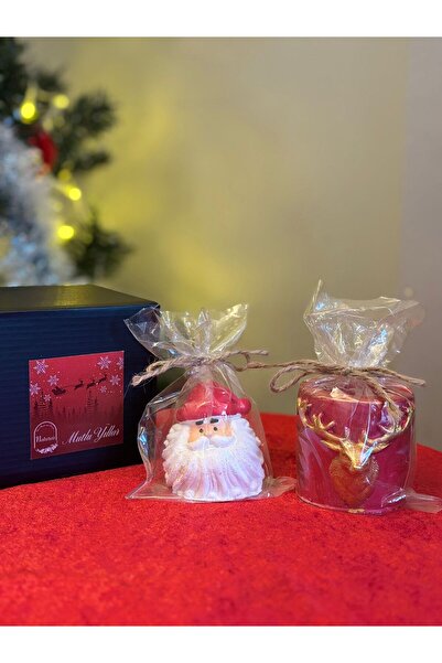 By Nese Yeni yıl yılbaşı setleri mini Noel büst biblo geyikli tealight mumluk yılbaşı süsü