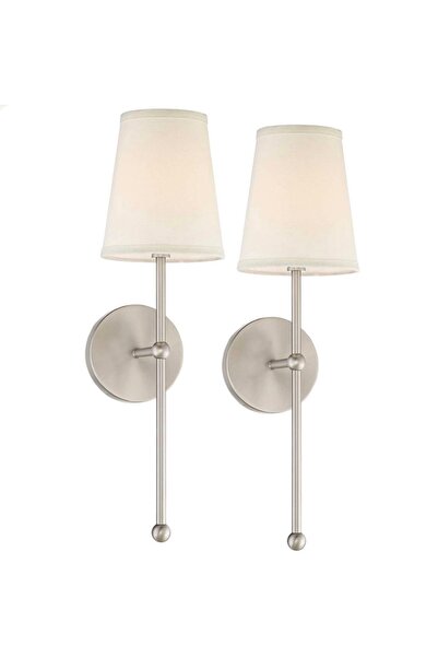 Buiva Modern Tasarım Pilli Aplik Kablosuz Tak Çalıştır Krom Gövde Krem Abajur