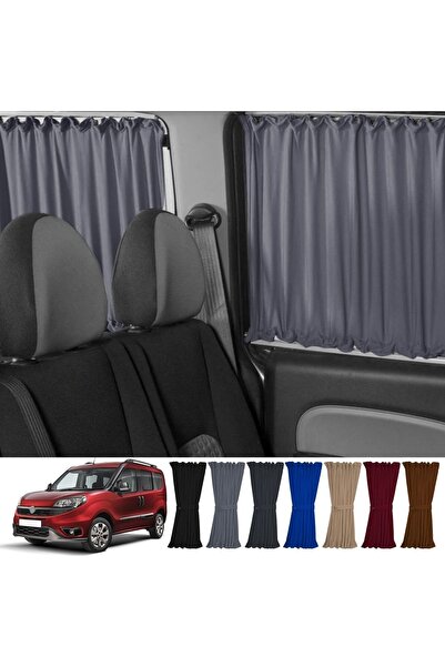 Oto Pandami Fiat Doblo Iı Kısa Şase 2010-2023 Uyumlu Gri Raylı Oto Perde Takımı