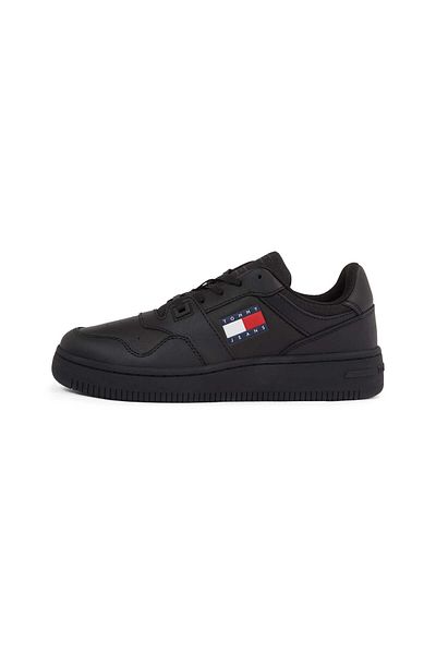 Tommy Hilfiger Black Leather Sneaker - Comfortable Flat Sole, Breathable Upper Surface En0En02505-0Gs