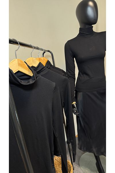 BUSEM Black Turtleneck Sweater & Knitwear Viscose