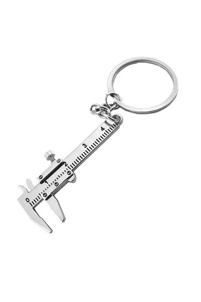 Choice Silver Mini Vernier Caliper Pocket Key Chain Keyring Ornaments Small 3d Movable Precision Measure To