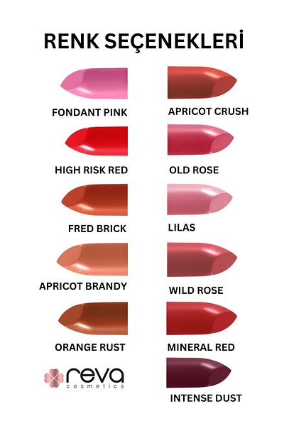 REVA Shimmer Lipstick Mineral Red - Sparkle Lipstick - 4 Gr - No: 908 - Vegan & Clean Content