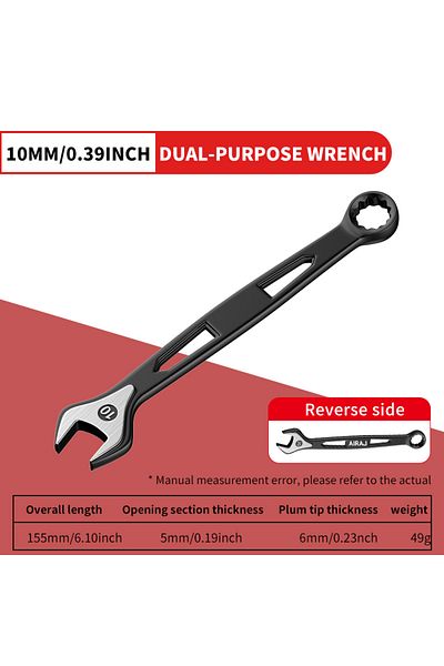 Choice 10mm Dual-ended Wrench, Ratchet Wrench, Industrial Grade, Hardware Tool, Auto Repair Universal Wrenc