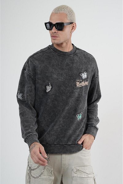 Butik TREND BIZ Hanorac pentru bărbați, cu broderie, cu decolteu, cu croială supradimensionată