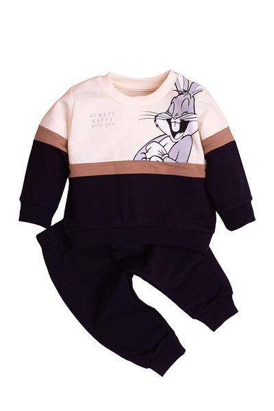 Chicsy Baby طقم بدلة رياضية قطنية مطبوعة للجنسين للأطفال والرضع من Bugs Bunny - طقم علوي وسفلي مكون من قطعتين