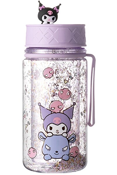 Miniso Sanrio Lisanslı Askılı Simli Plastik Şişe (300ml) - Kuromi - Cinnamoroll -  Pompompurin