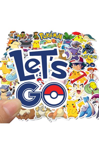 BANDAI 50pcs 50/100pcs Pokemon Stickers Kawaii Pikachu Skateboard Bicycle Guitar Laptop Kids Waterproof Sti