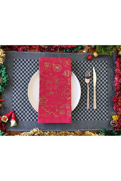 serelya New Year's Themed 2 Pieces 45X65Cm Printed Presentation Napkin - Floor Plain, Full Printed Towel