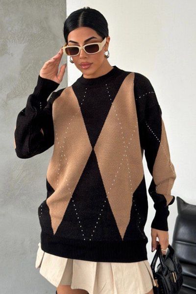 Ded COLLECTION Pulover de damă cu model Argyle, croială relaxată, cu textura moale