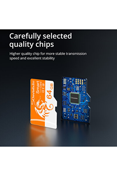 Choice 64GB SomnAmbulist Memory Card 64GB High Speed Mini TF Card C10 U3 A1 for Drone Audio Surveillance De